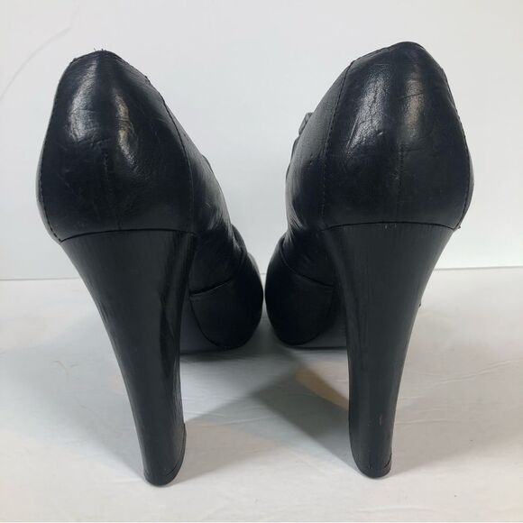 Chloe Black Leather Mary Jane Peep Toe High Heels Pumps Size 37 1/2 - Picture 5 of 9